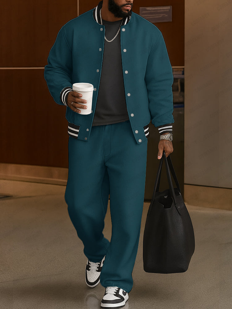 Lino Completo Sportivo con Finiture a Righe in Stile Chic