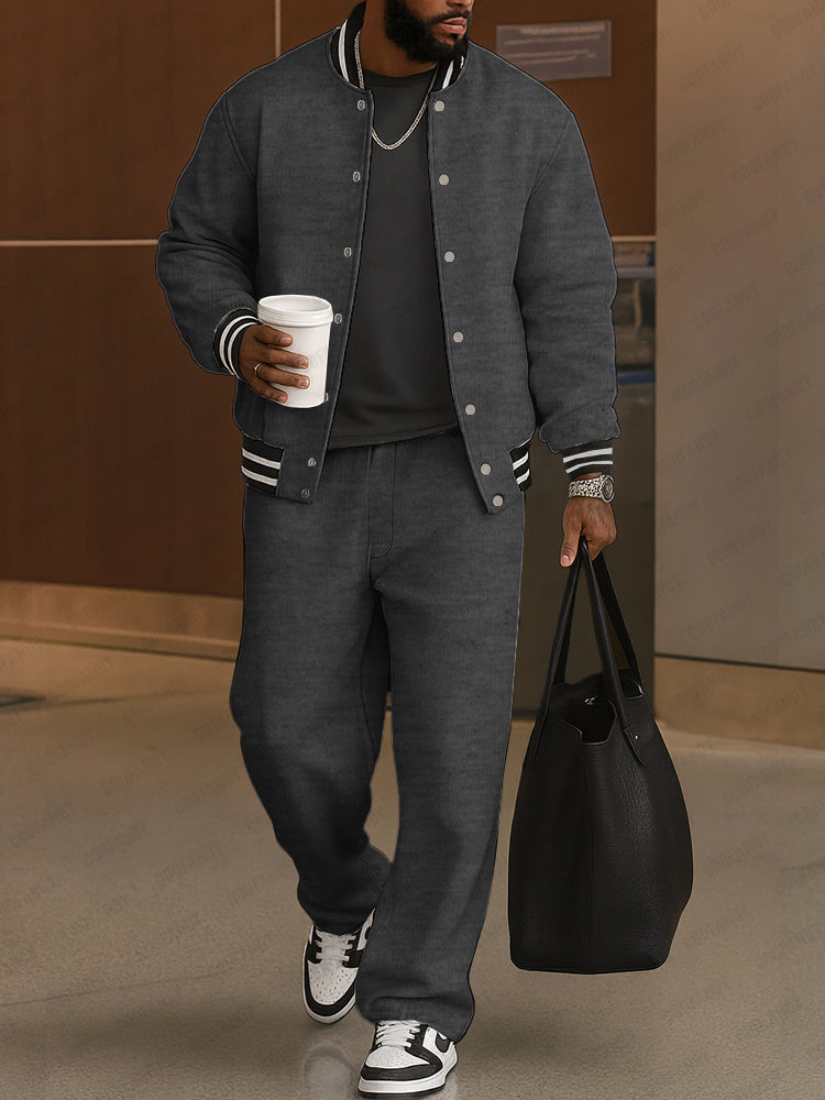 Lino Completo Sportivo con Finiture a Righe in Stile Chic