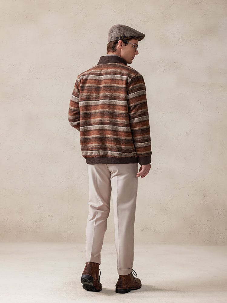 Vintage Stripe Tweed Jacket Jackets coofandy 