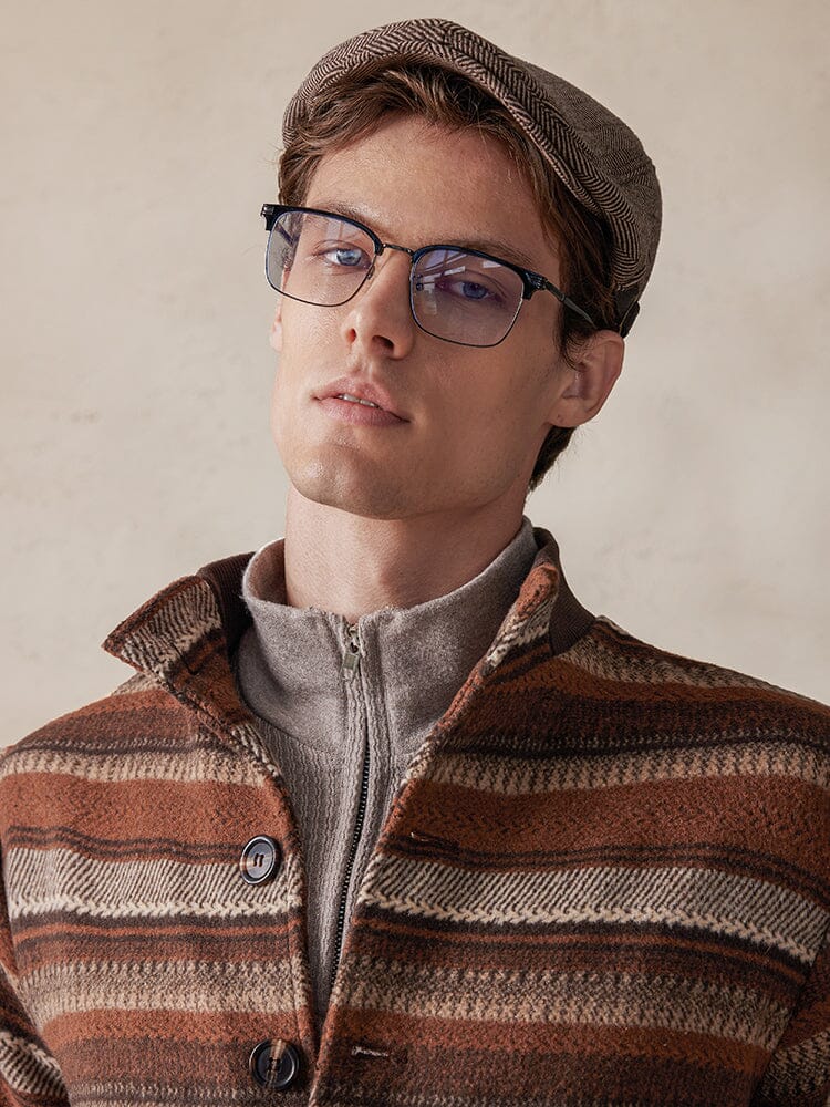 Vintage Stripe Tweed Jacket Jackets coofandy 