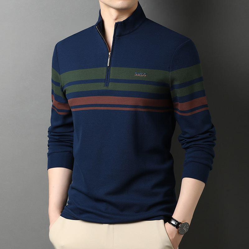 Men's T-shirts Cotton Stand Collar Long Sleeves by http://Lolyshop.shop