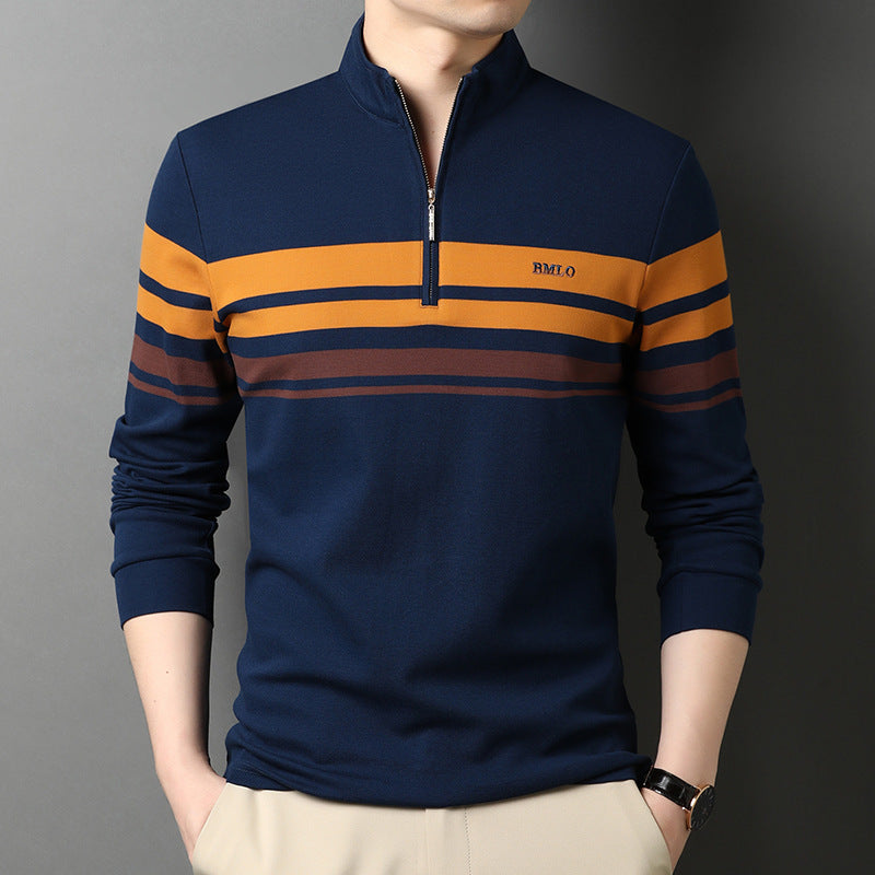 Men's T-shirts Cotton Stand Collar Long Sleeves by http://Lolyshop.shop