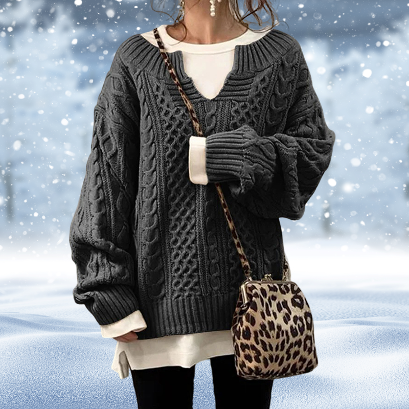 Maglione Donna – Maglia Grossa a Trecce, Scollo a V, Maniche Lunghe, Caldo Comfort-53262-f30cae20-b45f-4fc7-ae43-7cf0ae178071