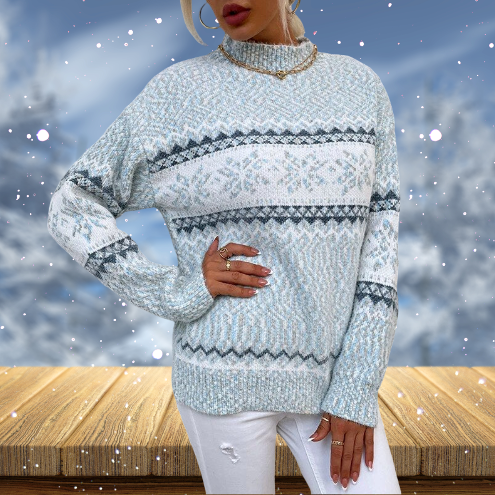 Maglione Donna Girocollo Lavorato a Maglia Fantasia Fair Isle, Maniche Lunghe-53432-31f91806-e992-420a-a606-6021d8d9d783