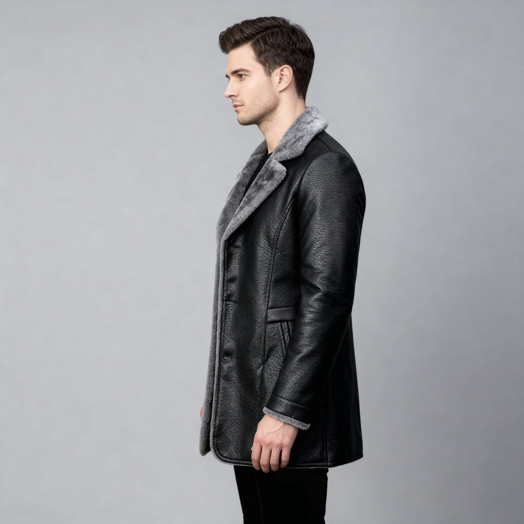 Dominic Cappotto Uomo Ecopelle | Classico con Pelliccia | Inverno