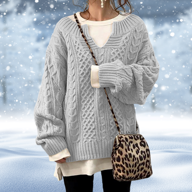 Maglione Donna – Maglia Grossa a Trecce, Scollo a V, Maniche Lunghe, Caldo Comfort-53262-7f336233-72f5-4bd7-868b-db2a9a508135