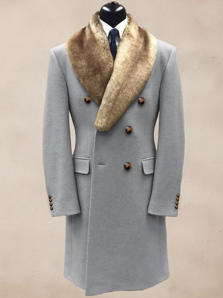 Stylish Double-Breasted Tweed Coat Coat coofandy Gray M 