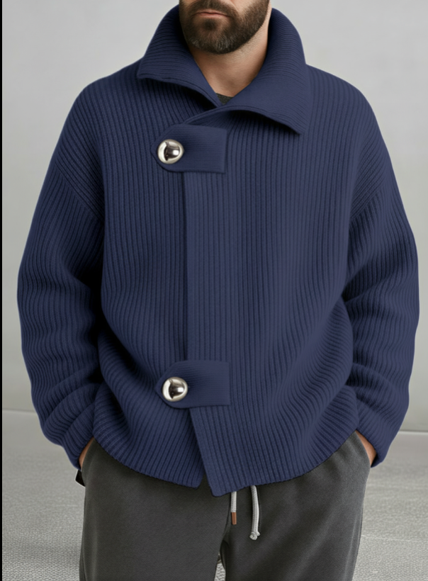 Cardigan in Maglia Rilassato con Chiusura Scultorea