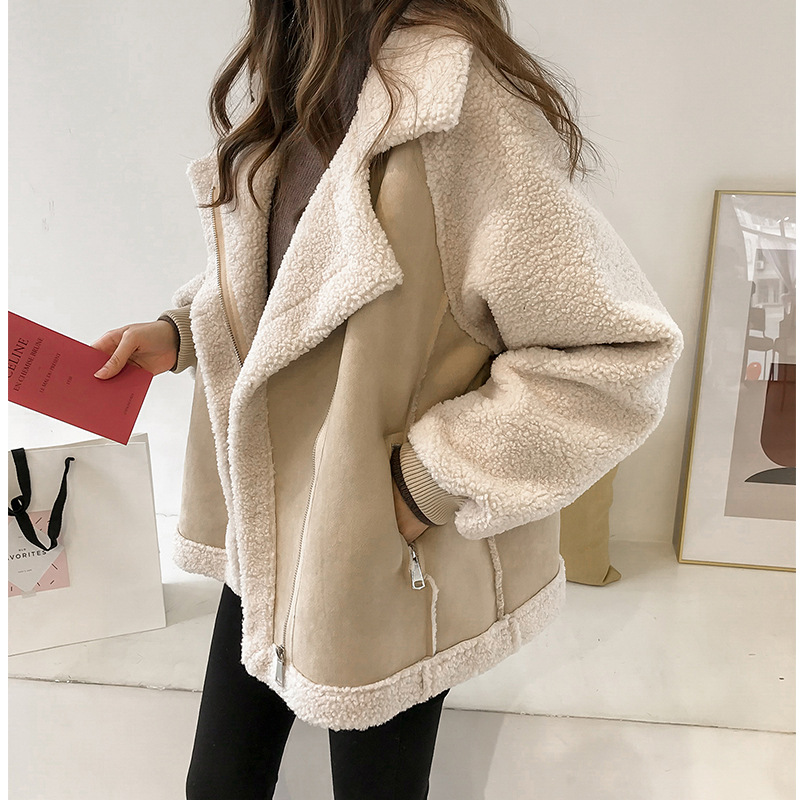 Cappotto Donna Invernale Shearling Sintetico Effetto Camoscio Bicolore con Collo Ampio-50497-c43cf240-4d37-4af7-99b5-75383aed921b