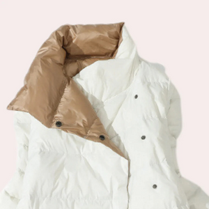 Piumino Lungo Donna Oversize – Design Bicolore, Collo Alto, Imbottitura Leggera-54885-58562553184586