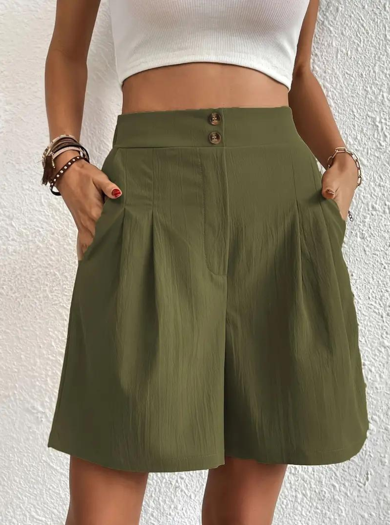 Donna Shorts Vita Alta Pieghe Frontali Tasche Funzionali-82558-a1c6c5da-7937-4ad2-9d8a-16448fa8fe16