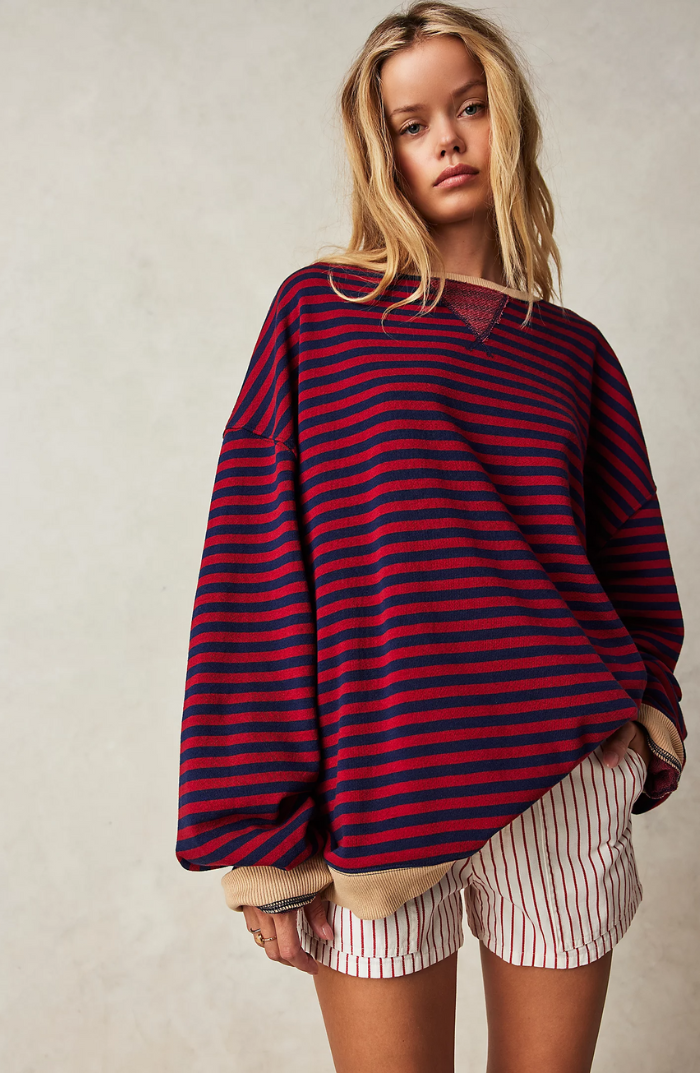 Maglia a Righe Casual Manica Lunga