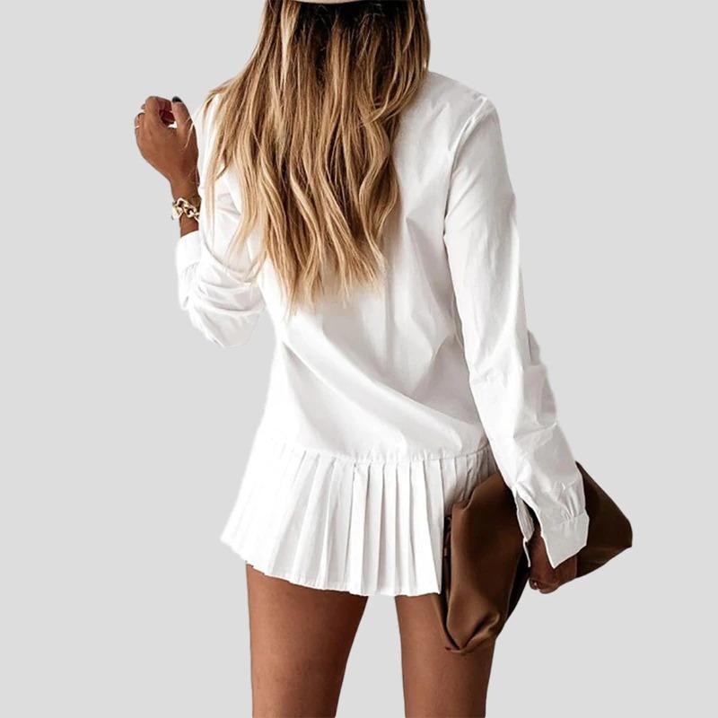 Abito Camicia con Gonna Plissettata