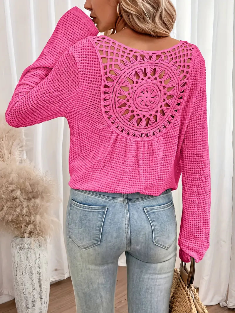 Top Manica Lunga con Dettaglio Crochet