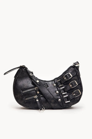 Borsa Baguette con Fibbie e Zip