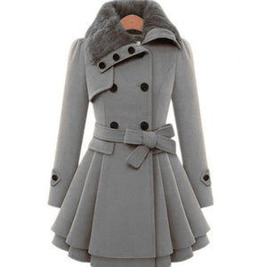 Cappotto Donna Doppio Petto – Collo Pelliccia Sintetica, Cintura, Svasato-82347-b874cd15-a500-4385-bc7d-5daf675e8b40