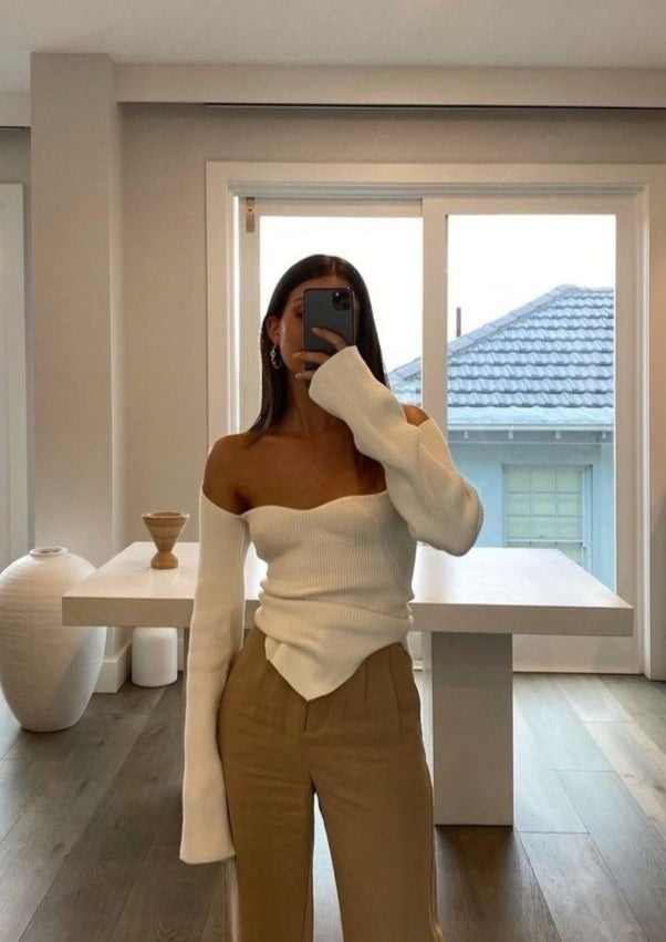 Top a Maniche Lunghe con Scollo Squadrato