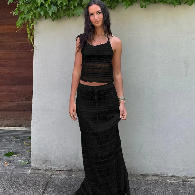 Completo Due Pezzi Donna – Top Halter Testurizzato & Gonna Midi con Coulisse-83709-bbc5e846-efdd-4287-be43-52a4d96062fa