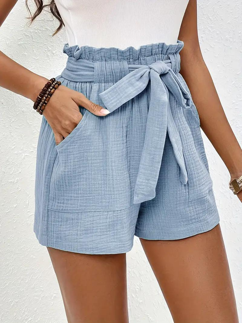 Shorts a Vita Alta con Cintura