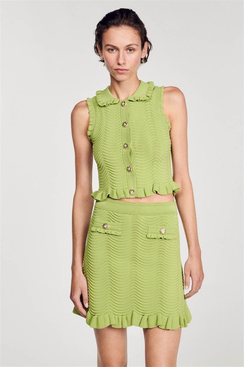 Completo Knit Testurizzato con Dettagli a Volant