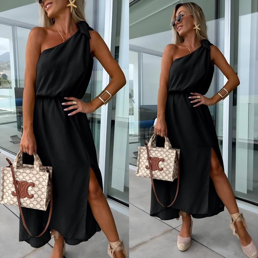 Abito Monospalla Donna con Spacco Laterale e Cintura in Vita, Stile Estivo-83342-c0501100-a3ef-417e-b0a4-5ac849d7ec7a