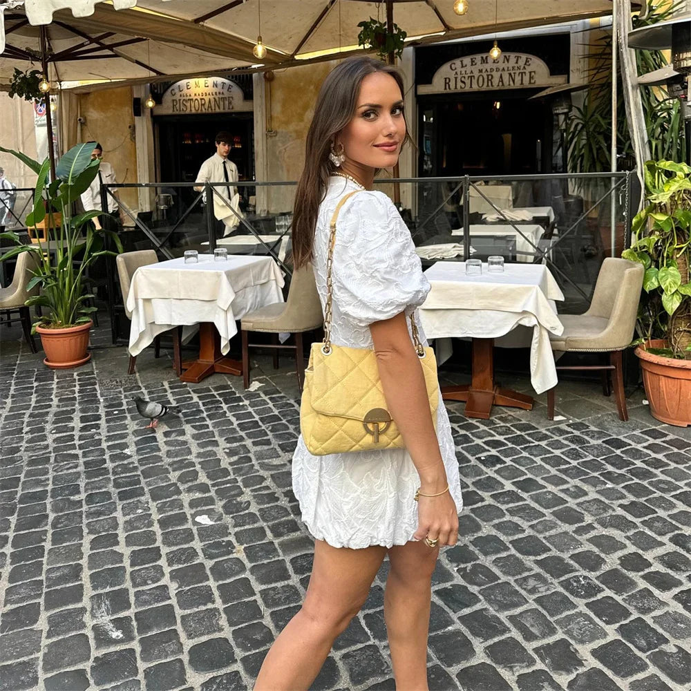 Abito Bianco Donna – Scollo a V, Maniche Corte, Ricamato, Stile Estivo-83645-c14c046f-ac50-4375-945c-829d78cd6690