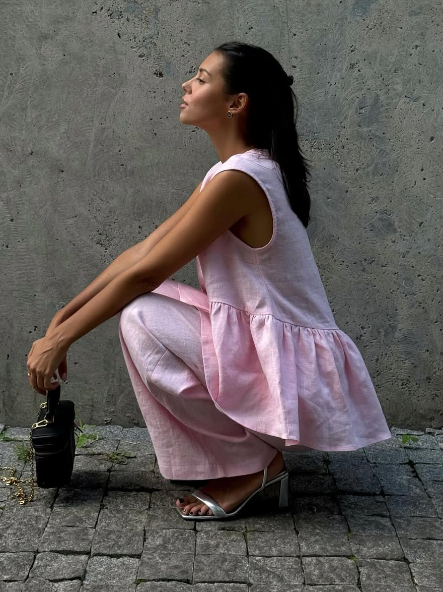 Dorio Moda Completo Due Pezzi Donna Lino – Top Senza Maniche & Pantaloni Palazzo Scollo a V-83272-c4f1fbdd-4797-42a4-940e-5ef7bbac176c