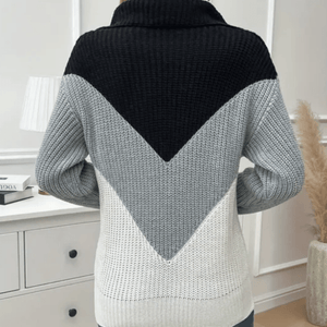 Maglione Chic con Zip e Motivo Chevron