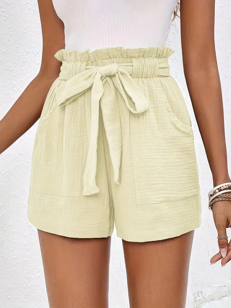 Shorts a Vita Alta con Cintura