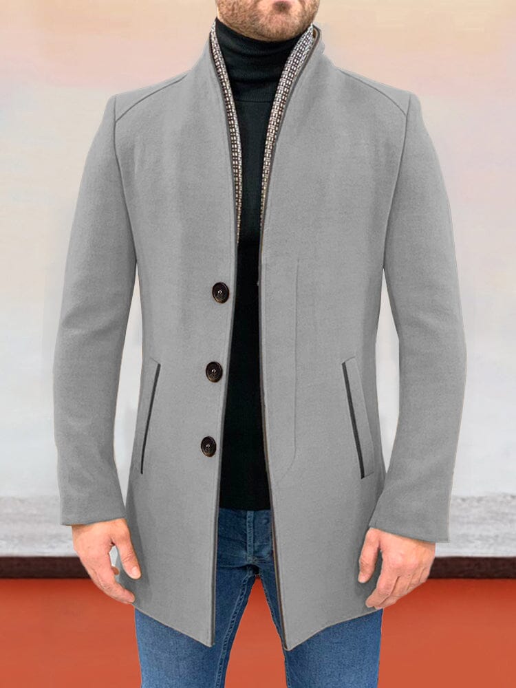 Stylish Single Breasted Tweed Coat Coat coofandy Gray M 