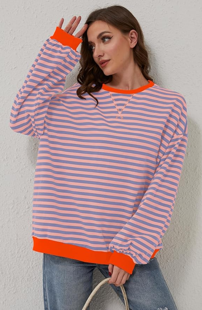 Maglia a Righe Casual Manica Lunga