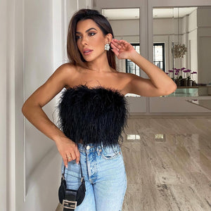 Top Piume Sofisticato