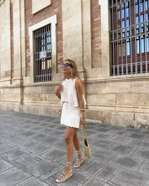 Set Top e Gonna in Maglia Ajour