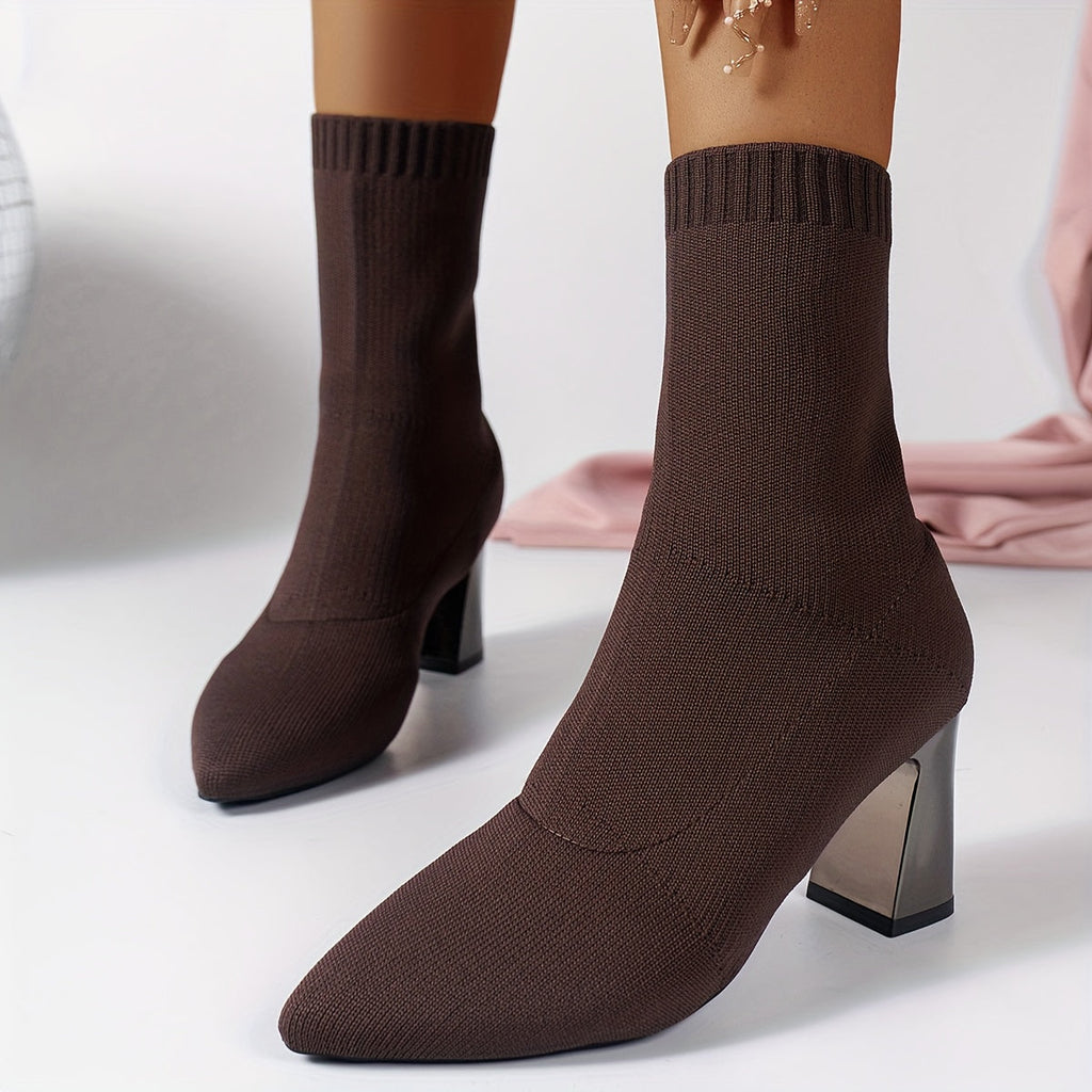 Stivaletti Knit Design Moderno con Tacco Geometrico