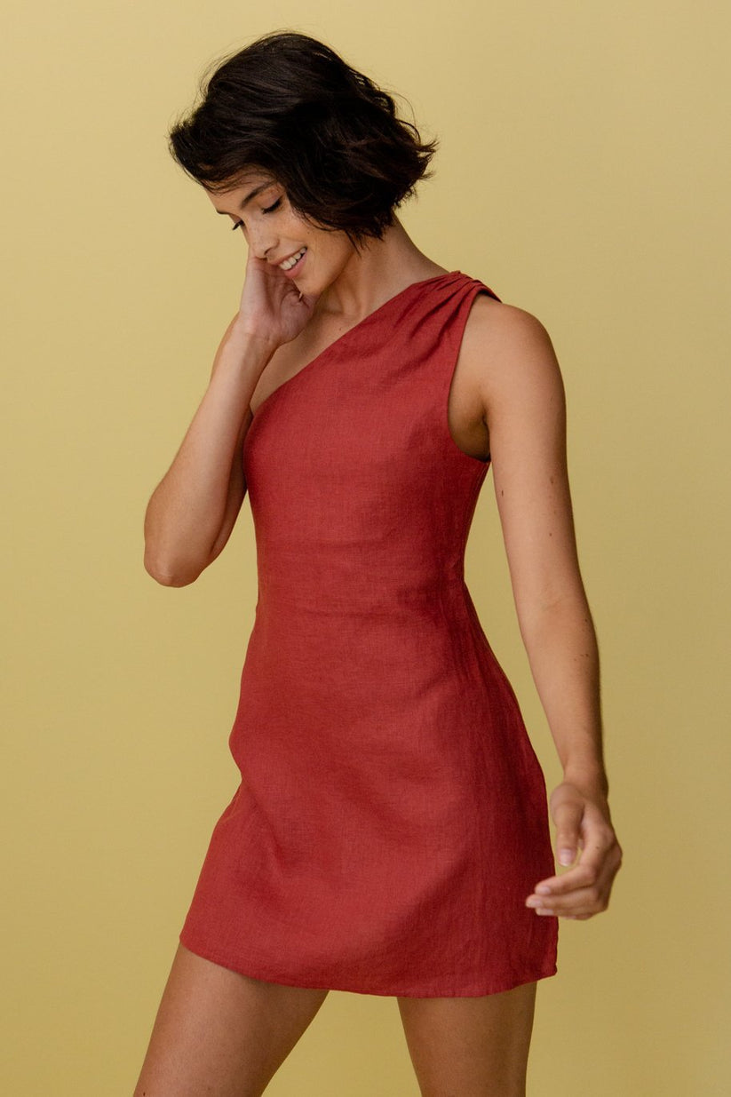 Dorio Moda Abito Mini Monospalla da Donna – Lino, Scollo Asimmetrico-83276-cf7481e4-97bd-4617-b5c5-ab28731d5efb