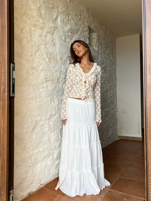 Top e Gonna in Pizzo con Dettagli Bohémien