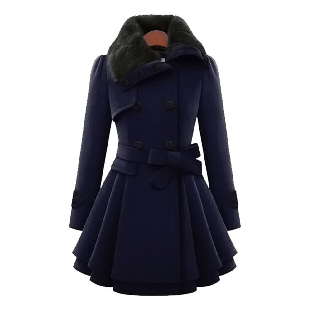 Cappotto Donna Doppio Petto – Collo Pelliccia Sintetica, Cintura, Svasato-82347-d3a8113f-99a9-4977-8437-6e8abedad80e