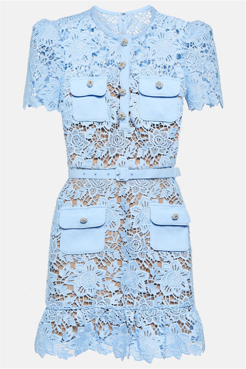 Abito con Pizzo e Maniche a Sbuffo