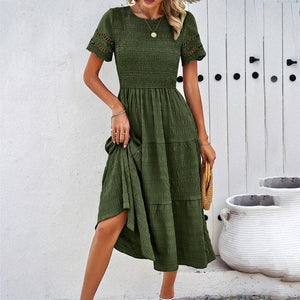 Abito Donna Corpetto Smock Gonna Balze Maniche Sangallo Stile Casual Estivo-81836-d66e1171-4d59-4fc1-8d4e-6d22a96822b0