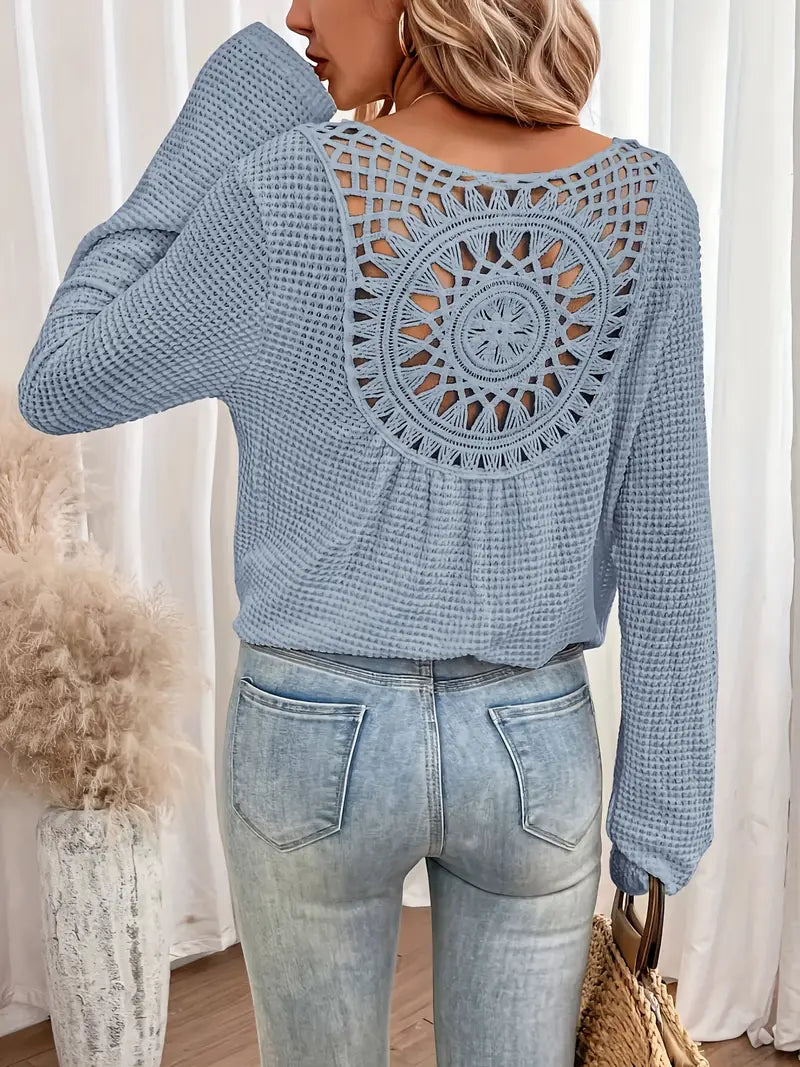 Top Manica Lunga con Dettaglio Crochet