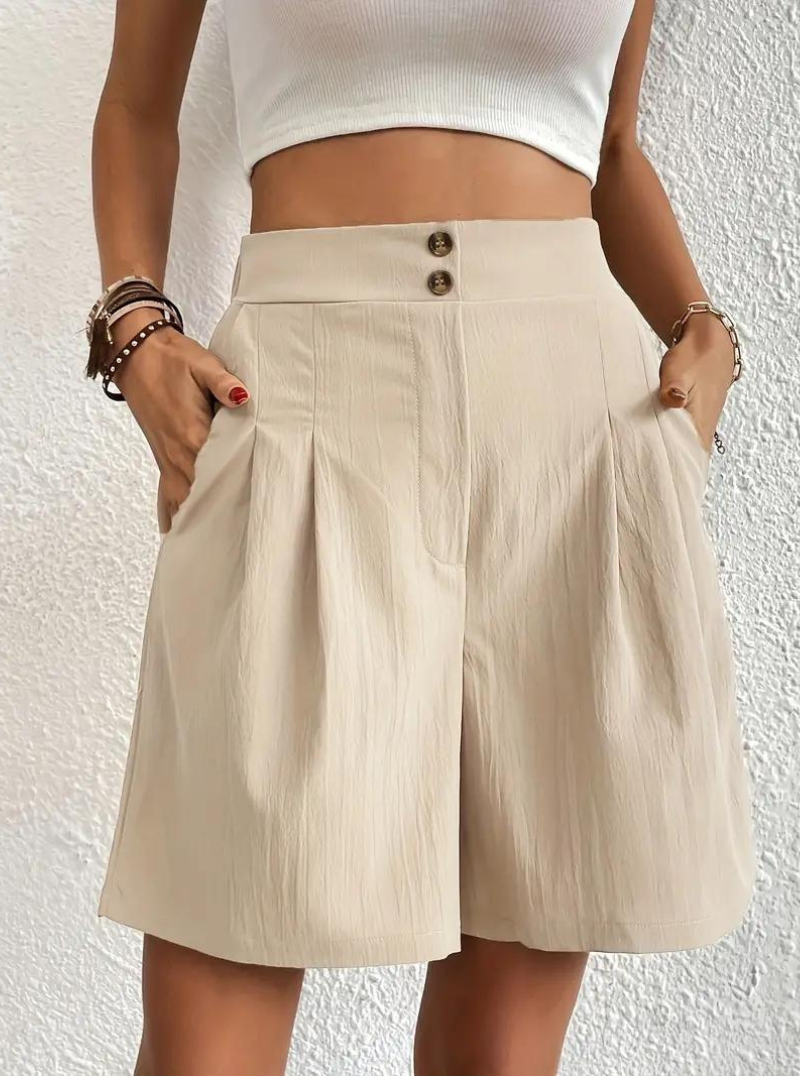 Donna Shorts Vita Alta Pieghe Frontali Tasche Funzionali-82558-d78965aa-3223-4a7c-8311-700e20d4114d