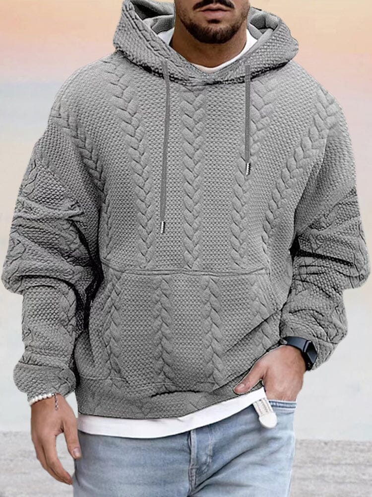 Textural Loose Fit Hoodie Hoodies coofandy Grey S 