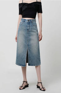 Gonna Midi Denim con Spacco