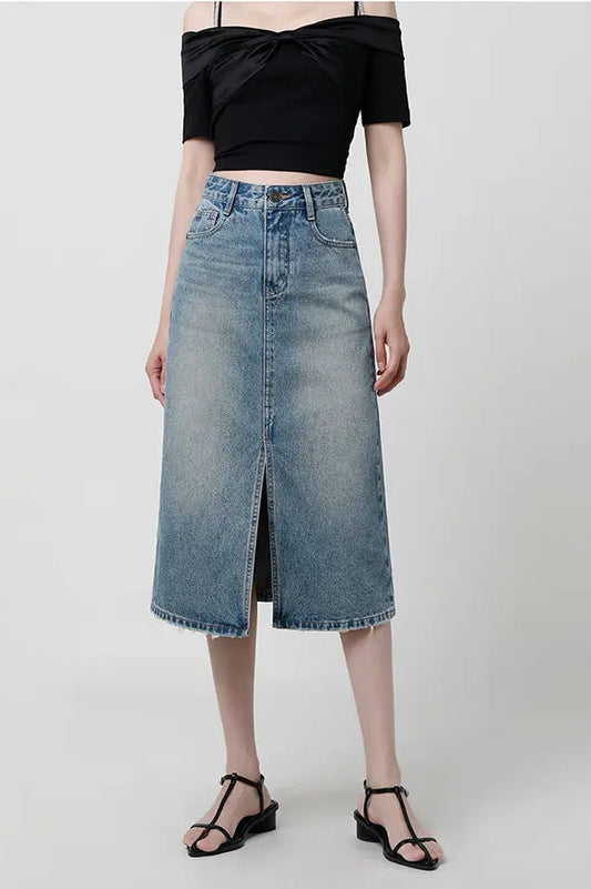 Gonna Midi Denim con Spacco