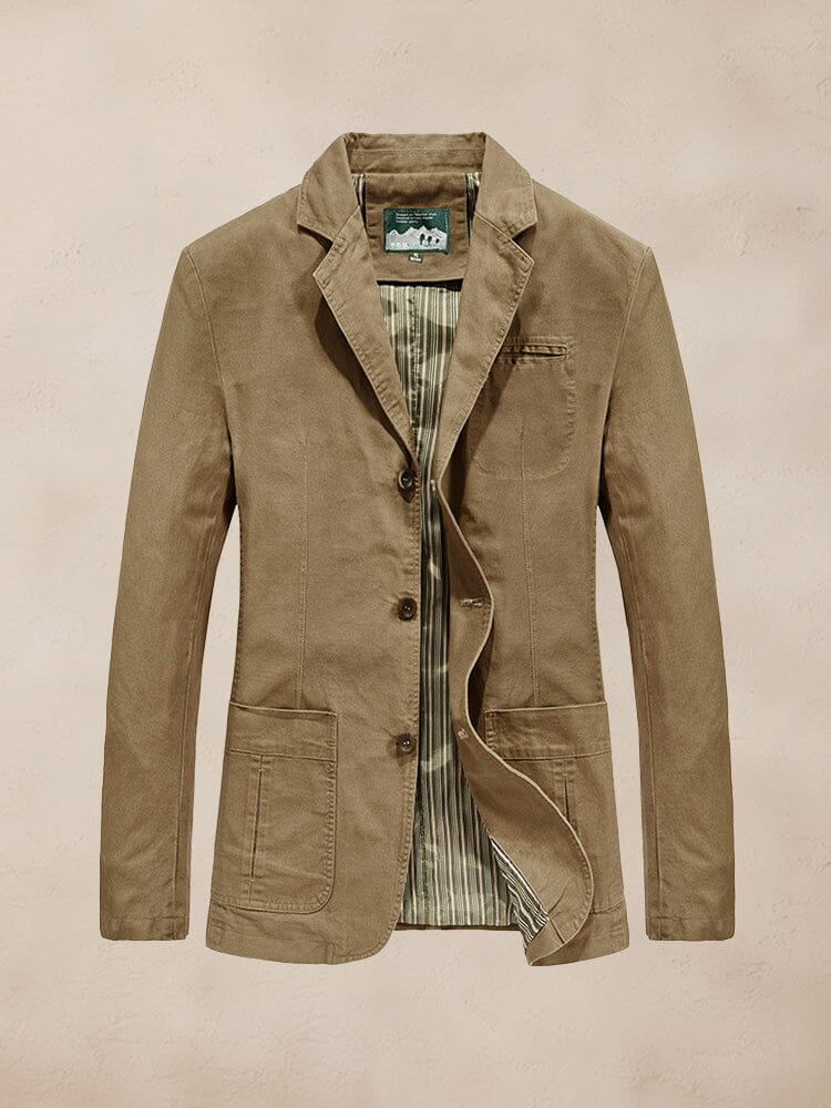 Performance 100% Cotton Suit Jacket Jackets coofandy Khaki M 