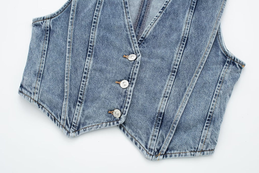 Gilet in Denim Sagomato