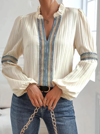 Blusa Ricamata con Maniche Voluminose