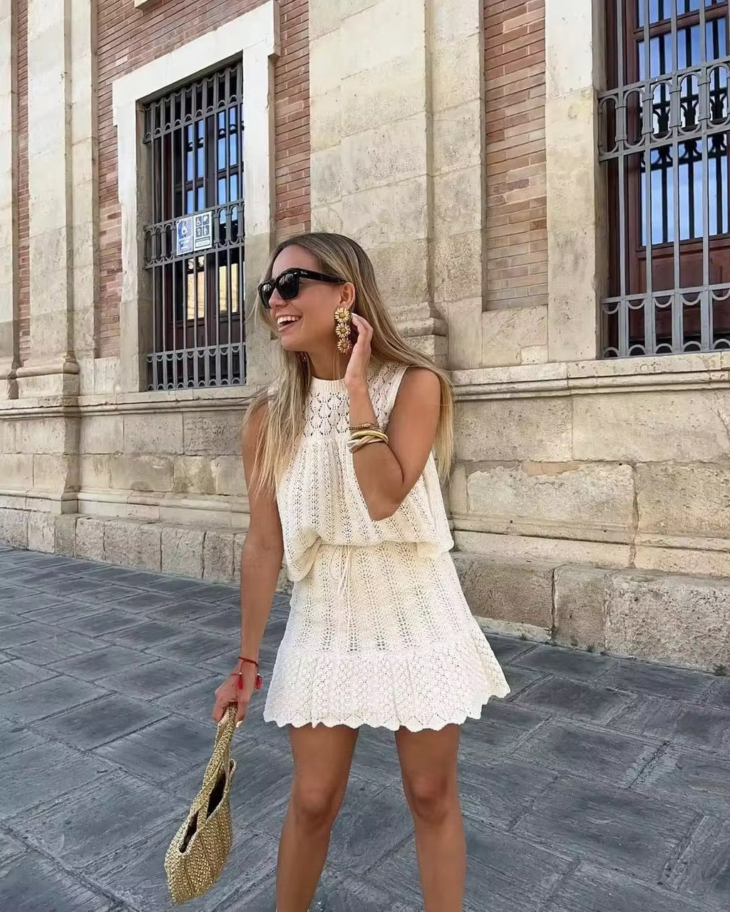 Set Top e Gonna in Maglia Ajour