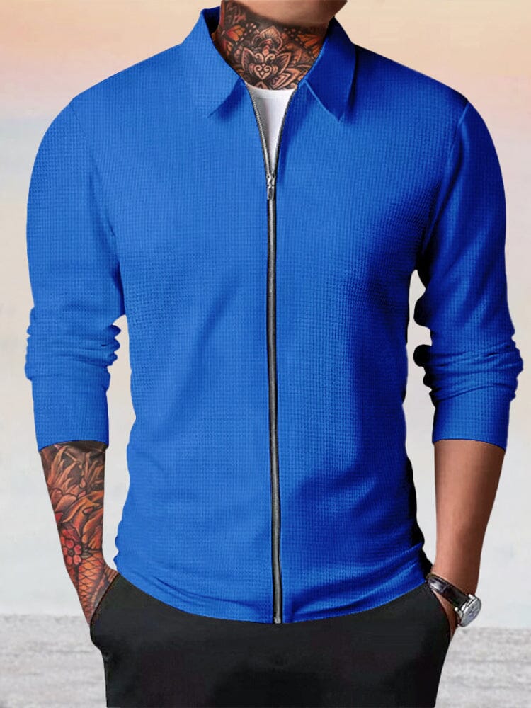 Casual Breathable Waffle Jacket Jackets coofandy Royal Blue S 