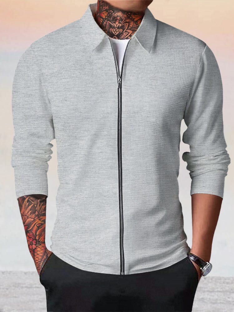 Casual Breathable Waffle Jacket Jackets coofandy Light Grey S 